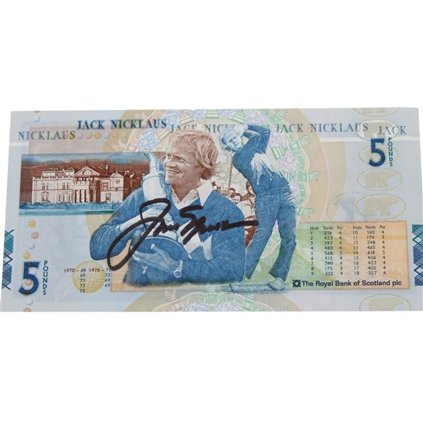 Jack Nicklaus Signed RBS 5 Pound Note JSA ALOA
