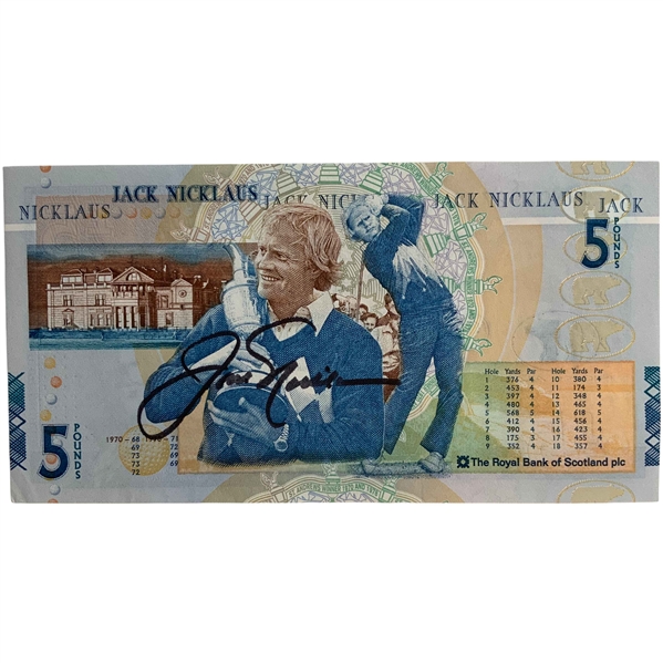 Jack Nicklaus Signed RBS 5 Pound Note JSA ALOA