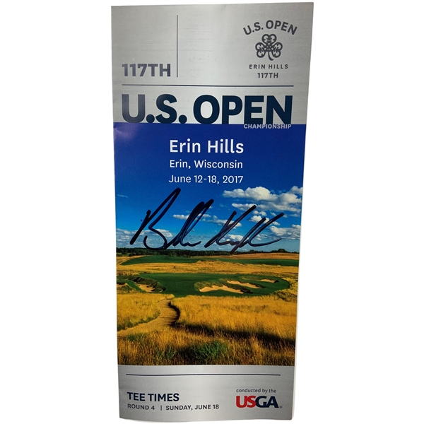 Brooks Koepka Signed 2017 U.S. Open at Erin Hills Tee Times Booklet JSA ALOA