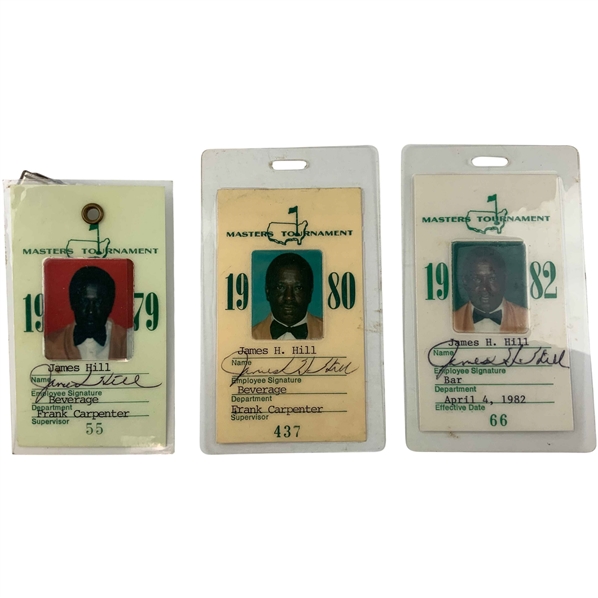 Three Masters Tournament Employee Identification Badges 1979-1982