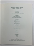 2005 Masters Champion Dinner Menu Augusta National Golf Club - Night of Tiger Woods Win!