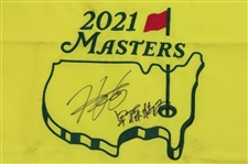 Hideki Matsuyama & Caddy Signed 2021 Masters Embroidered Flag JSA ALOA