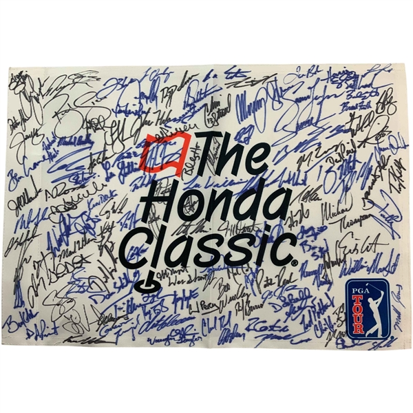 Tiger Woods & Field Signed The Honda Classic PGA Tour Pin Flag JSA ALOA