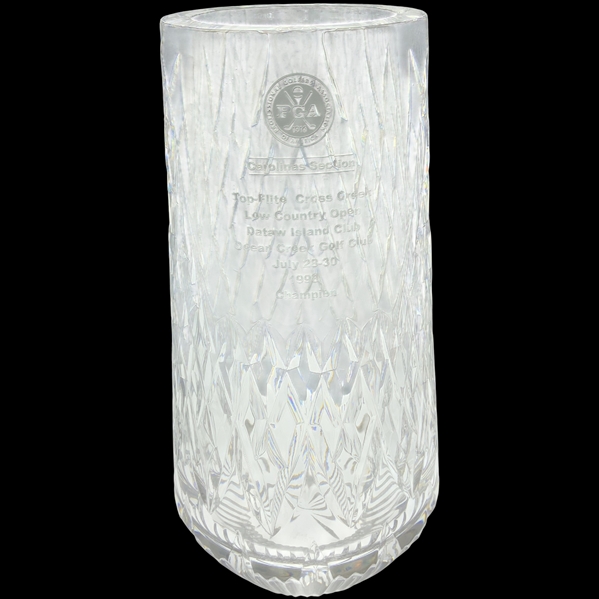 Robert Boyds Miller Rogaska Cut Crystal PGA Carolinas Section Golf Trophy Vase 1998