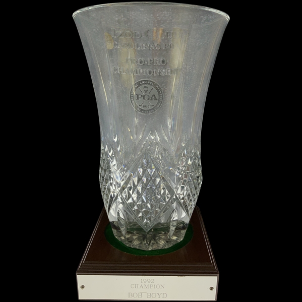 Robert Boyds 1992 Izod Club Carolinas PGA Pro-Pro Championship Cristal d Arques Lead Crystal Trophy Vase Awarded to Bob Boyd