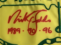 Nick Faldo Signed 2011 Masters Embroidered Flag With Years Won JSA ALOA