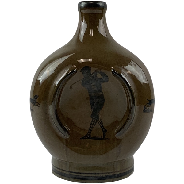 Vintage Musical Ceramic Sporting Decanter with Golfer and Equestrian Scenes