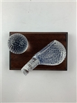 Waterford Crystal Golf Ball and Club Head on Wooden Base