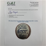 1992 Atlanta Braves Team Signed National League Champs Ball w/ Justice, Glavine & Smoltz JSA ALOA