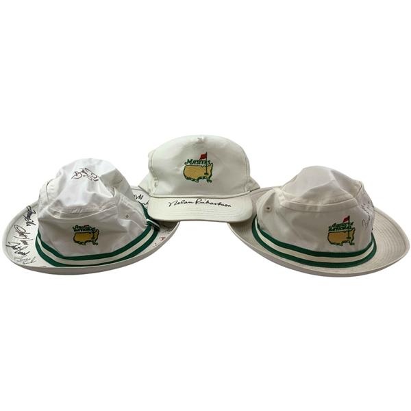 Three (3) Multi Signed Augusta National Logo Hats JSA ALOA
