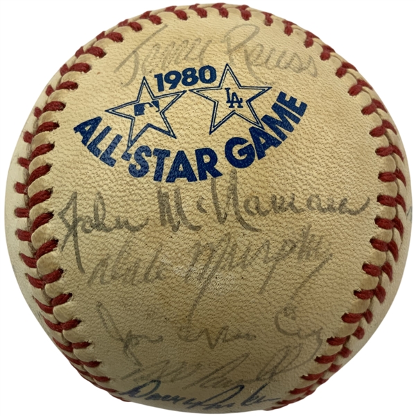 1980 MLB All Star Game National Team Signed Baseball w/ Bench, Carter & Carlton JSA ALOA
