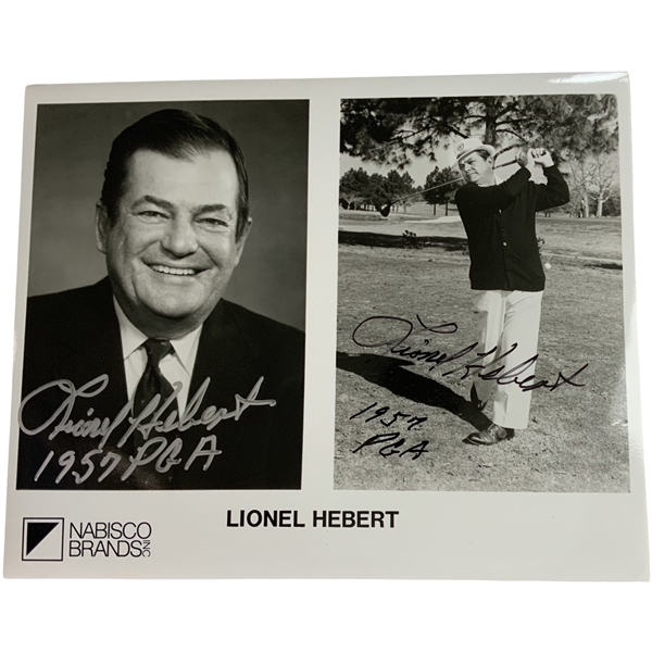 Lionel Hebert Signed Nabisco Brands Dual Image Promotional Photograph JSA ALOA