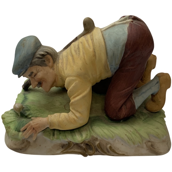 Capodimonte Style Hand Painted Bisque Porcelain Humorous Golfer Figurine