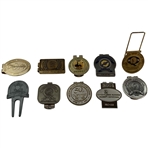 A Collection of Eleven Vintage Golf Tournament Money Clips and Accessories 1976-2002