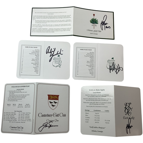Nicklaus, Mickelson, Rose & Watson Signed Scorecards JSA ALOA
