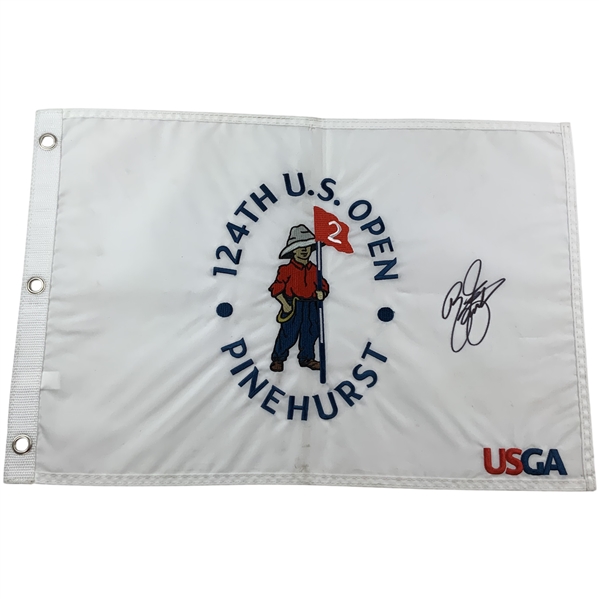 Rickie Fowler Signed 2024 US Open at Pinehurst No. 2 Flag JSA ALOA