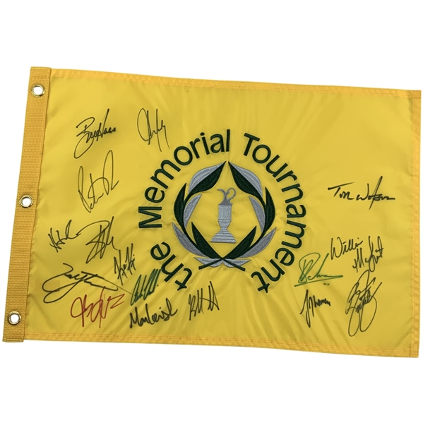 Multi-Signed The Memorial Tournament Souvenir Golf Pin Flag JSA ALOA