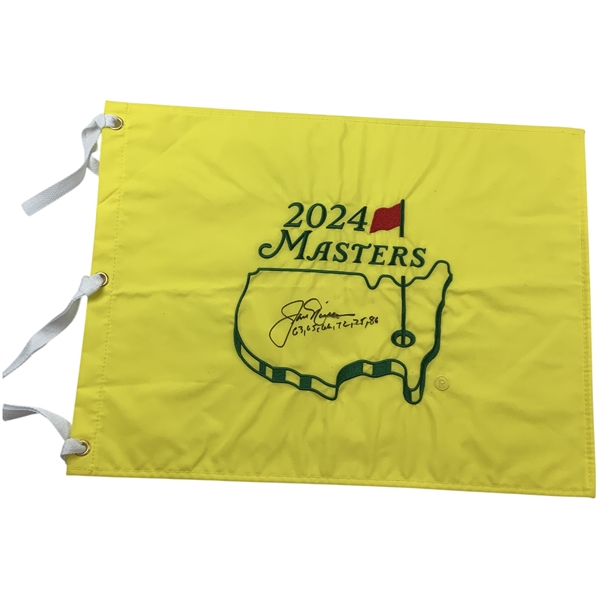 Jack Nicklaus Signed 2024 Masters Tournament Embroidered Flag w/ Years Won JSA ALOA