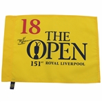 Brian Harman Signed 2023 The Open Championship at Royal Liverpool Yellow Screen Flag JSA ALOA