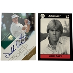Two Golf Trading Cards Including 2003 SP Authentic Darren Clarke Signed 004/100 and 1991 Collegiate John Daly