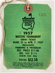 1957 Masters Tournament SERIES Badge #1325 with Original String - Doug Ford Winner