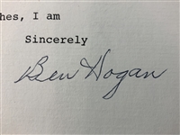 Ben Hogan Signed Letter 1992 March to Leon Moritz JSA ALOA