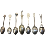 Seven (7) Various Vintage Golf Themed Sterling Silver Spoons