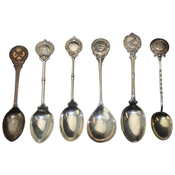 Six (6) Various Vintage Golf Themed Sterling Silver Spoons