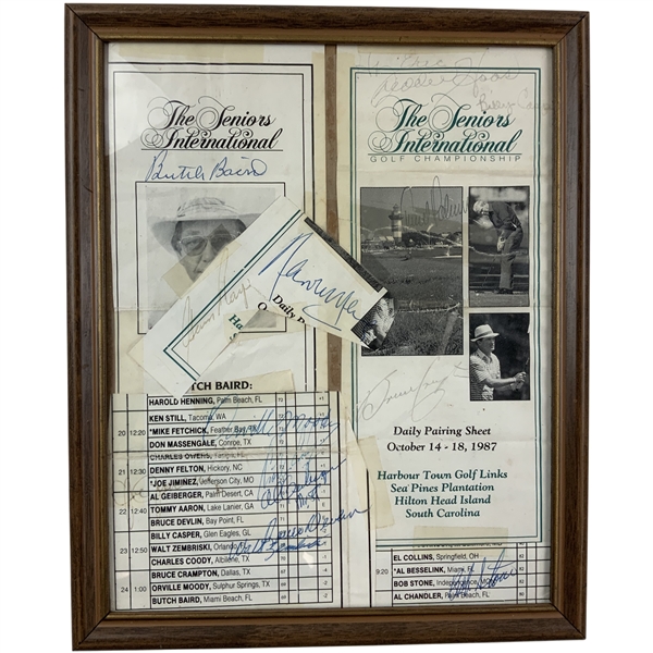 Arnie, Gary, Casper & More Signed 1987 Seniors International Golf Championship Memorabilia Collage - Framed JSA ALOA