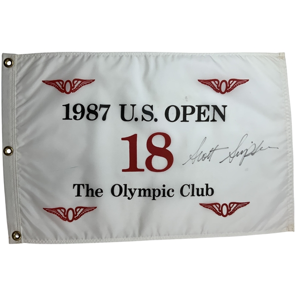 Scott Simpson Signed 1987 US Open at the Olympic Club Embroidered Flag JSA ALOA