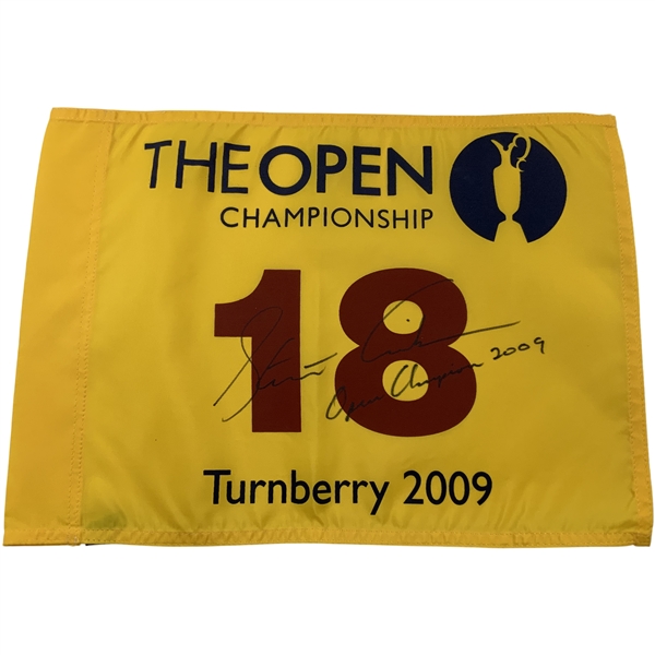 Stewart Cink Signed 2009 The Open at Turnberry Screen Flag JSA ALOA