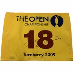 Stewart Cink Signed 2009 The Open at Turnberry Screen Flag JSA ALOA
