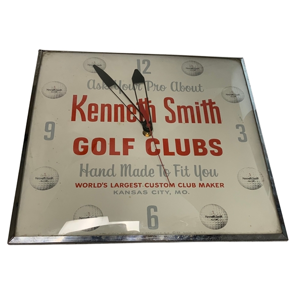 Vintage & Working 1963 Kenneth Smith Golf Clubs Advertising Wall Clock by Pam Clock Co.