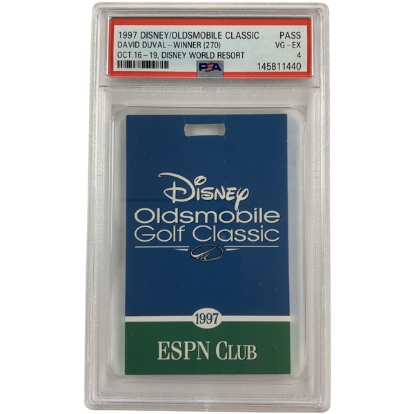 1997 Disney Oldsmobile Golf Classic PSA 4 VG-EX ESPN Club Pass David Duval Back-to-Back Tour Wins