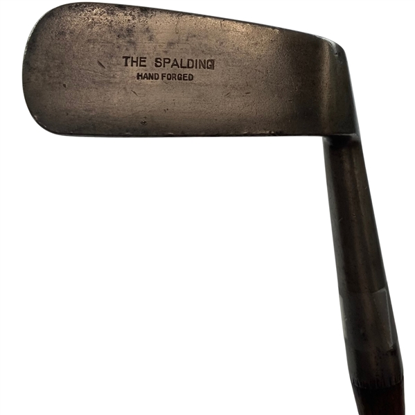 Antique Spalding Hand Forged Smooth Face Hickory Shaft Golf Iron