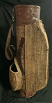 Vintage Woven Wicker and Leather Golf Bag