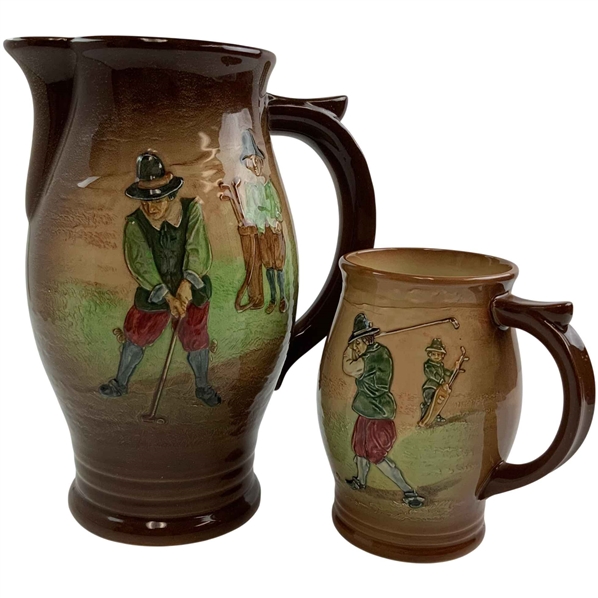 Royal Doulton Kingsware Large Lemonade Pitcher and Related Mug 