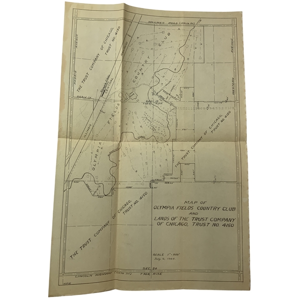 1944 Olympia Fields Country Club Map by The Trust Company of Chicago