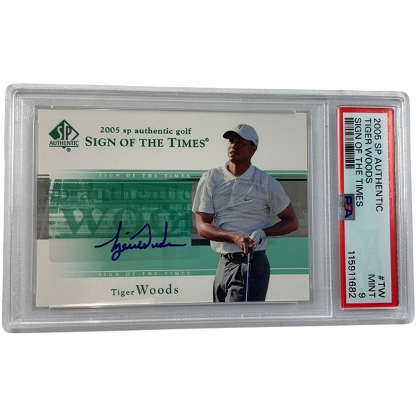 2005 Upper Deck SP Authentic Golf Tiger Woods Sign of the Times Autograph Card #TW PSA 9 Mint