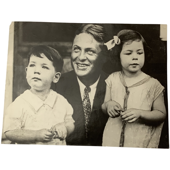 1929 Bobby Jones Close Shot w/ His Children Days After US Open Win Original Photo