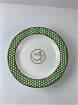 A Set of Four Masters Tournament Cocktail Plates with Green Geometric Lattice Border