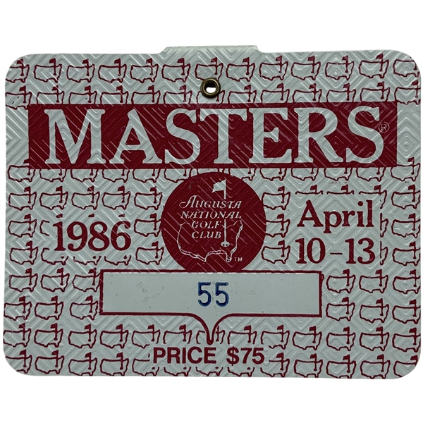 1986 Masters Tournament SERIES Badge Low #55 - Jack Nicklaus Winner