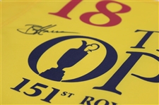 Brian Harman Signed 2023 The Open Championship at Royal Liverpool Yellow Screen Flag JSA ALOA