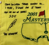 Robert J. O'Neill Signed 2001 Masters Tournament Pin Flag with Osama Bin Laden Inscription PSA #3C10984