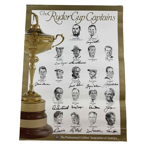 Hogan, Palmer, Nicklaus & Twelve (12) other Ryder Cup Captains Signed Poster JSA ALOA