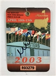 Mike Weir Signed 2003 Masters Tournament SERIES Badge & Augusta National Scorecard JSA ALOA