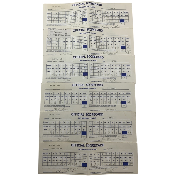 Wadkins, Calcavecchia, Zoeller & Nine Others Signed 1993 MCI Heritage Classic PGA Tour Tournament Used Scorecards
