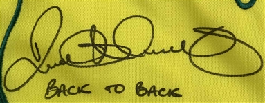 Rory McIlroy Signed 2026 Masters Tournament Embroidered Flag w/ 'Back To Back' JSA #BA14131