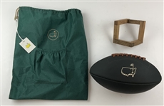 Masters Tournament Green Leather Football with Wood Stand in Bag