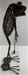 Whimsical Metal Frog Golfer Garden Sculpture